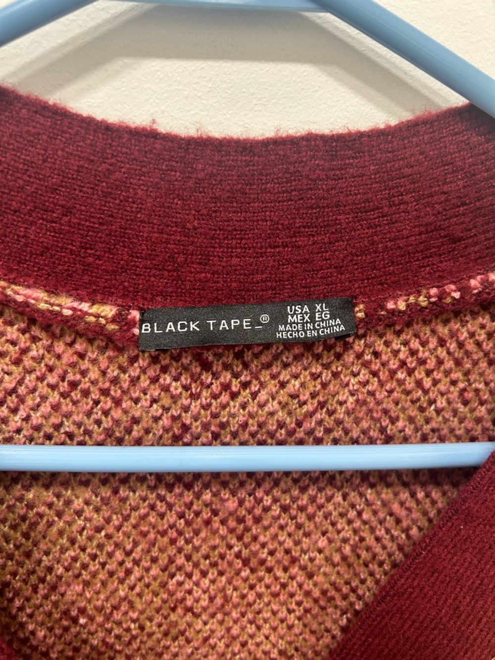 Black Tape Cardigan XL Red Pink Button Grandma Core Oversized Cozy Long Sleeve - Picture 3 of 9